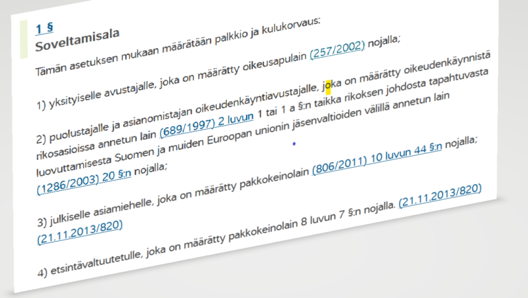 oikeusavun palkkioasetsu 1